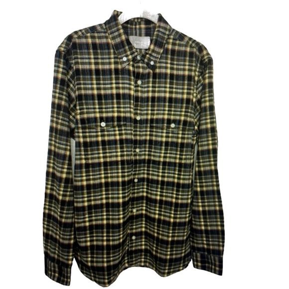 Flannel Shirt Everlane Mens Brushed Flannel Brown Plaid Cotton Long Size… - Picture 3 of 15